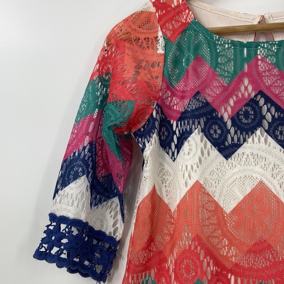 Sequin heart multicolor lace A line summer spring tunic - Picture 5 of 13